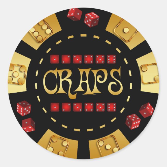 CRAPS GAMING CHIP RUNDER AUFKLEBER (Vorderseite)