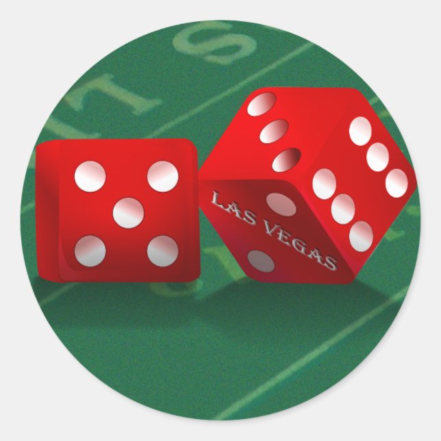Craps Table mit Las Vegas Diät Runder Aufkleber (Vorderseite)