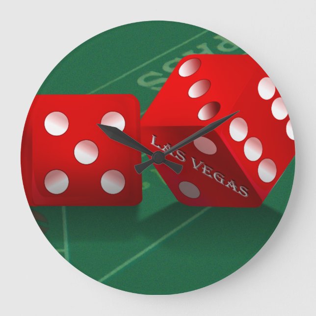 Craps-Tisch mit Las Vegas-Würfeln Große Wanduhr (Vorderseite)