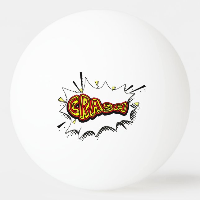Crash Action Bubble Red and Yellow Typografy Tischtennisball (Vorderseite)