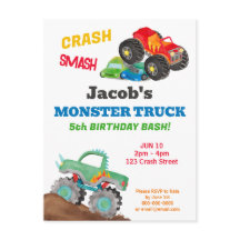 Crash Smash Monster Truck Geburtstag Bash Farbe
