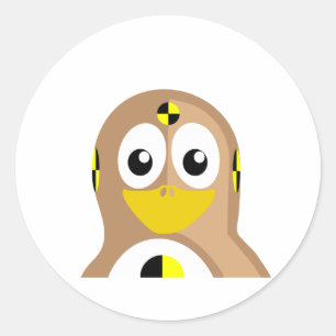 Crash Test Dummy Penguin Runder Aufkleber