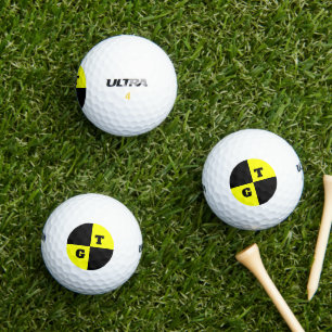Crash-Test-Dummy, schwarz und gelb, kundenspezifis Golfball