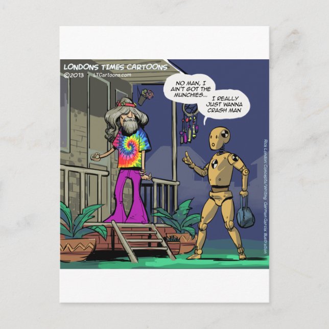 Crash Test Hippie Funny Postkarte (Vorderseite)