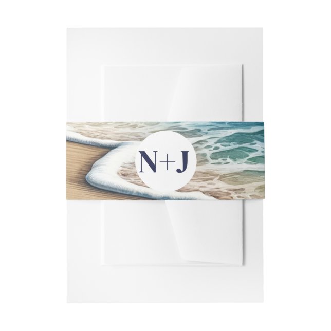 Crashing Ocean Waves Rustic Coastal Beach Hochzeit Einladungsbanderole (Vorderseite Beispiel)