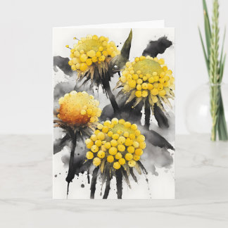 Craspedia - Aquarellblumen Karte