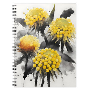 Craspedia - Aquarellblumen Notizblock