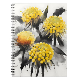 Craspedia - Aquarellblumen Notizblock