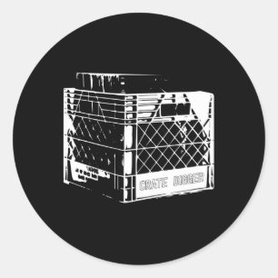 Crate Digger mit Kiste voller Platten lp Runder Aufkleber