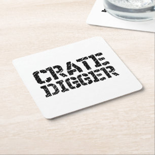 Crate Digger Rechteckiger Pappuntersetzer