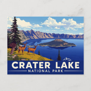 Crater-Lake-Nationalpark Hirsch Kunst Postkarte