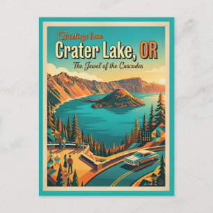 Crater Lake Oregon im Vintage-Stil Postkarte