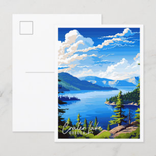 Crater Lake Oregon USA Vintage-Reiseillustration Postkarte