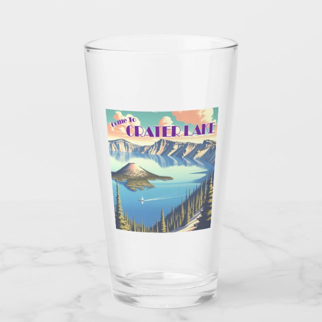 Crater Lake Vintage Poster Glas (Vorderseite)