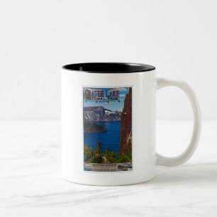 Crater See - informierendes Plakat Zweifarbige Tasse