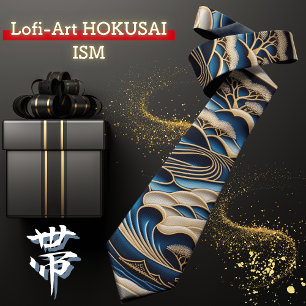 CRAVATE ビンテージな日本の浮世絵北斎イズムとローファイアートが融合した着物柄のネクタイ