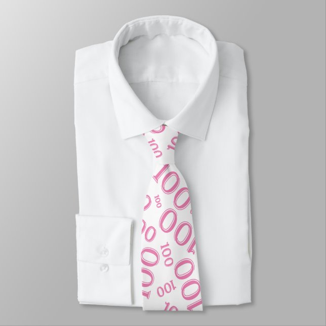 Cravate 100e anniversaire Random Numéro Motif rose (Attaché)