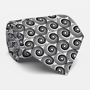 Cravate 140216 Spirales - Noir sur blanc