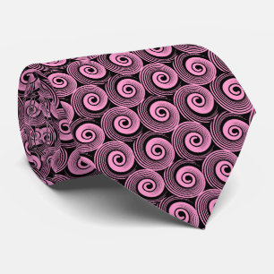 Cravate 140216 Spirales - Rose sur Noir