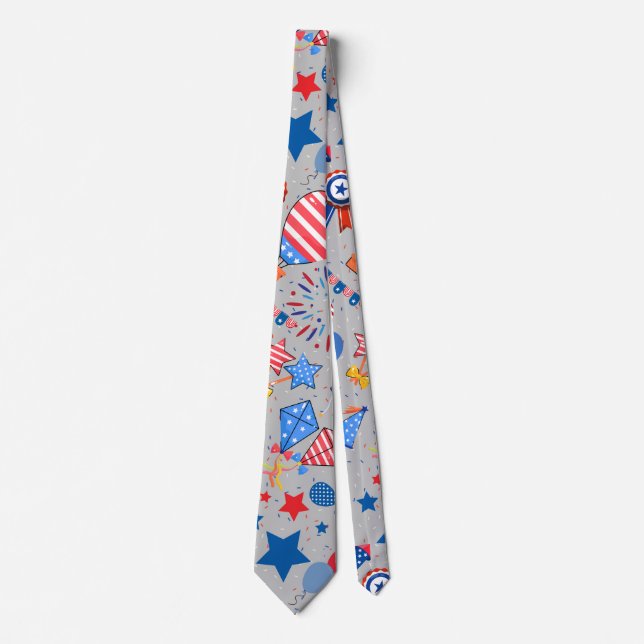 Cravate 4 juillet Motif 04x4 LGrey BG (Devant)