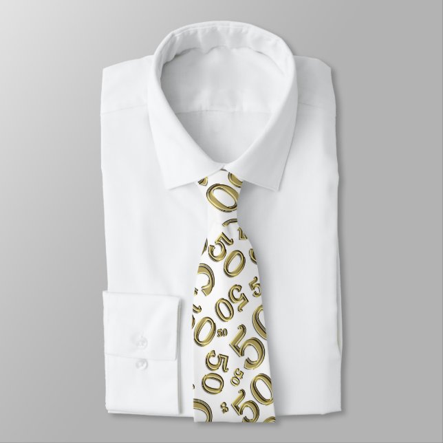 Cravate 50e anniversaire Random Number Motif Gold (Attaché)