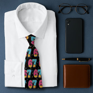 Cravate 67 Drôle Mème Crème de glace Six sept Gen Alpha