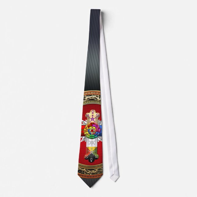 Cravate [700] Rosy Cross (Croix Rose) sur Red & Gold (Devant)