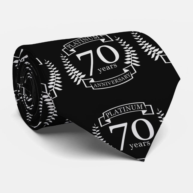 Cravate 70e ANNIVERSAIRE Mariage PLATINUM (Roulé)