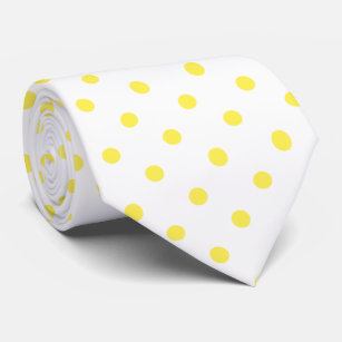Cravate à cravate jaune et blanc Polka