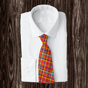 Cravate à damiers Gold, Bleu, Rouge mode de bureau tendanc
