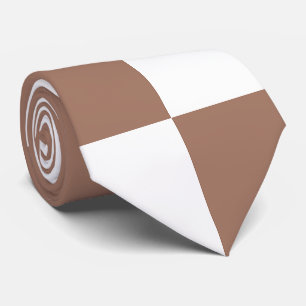 Cravate à damiers Motif en Blanc et Mocha Mousse
