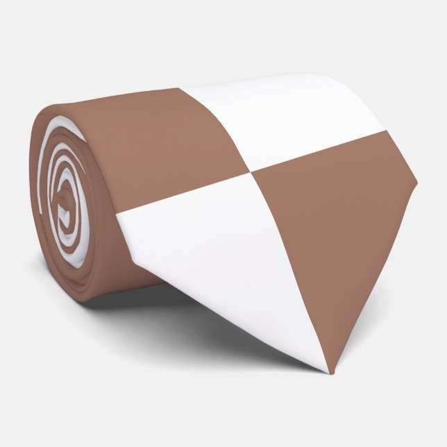Cravate à damiers Motif en Blanc et Mocha Mousse (Roulé)