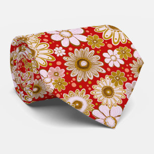 Cravate à fleurs vintage rouges vibes