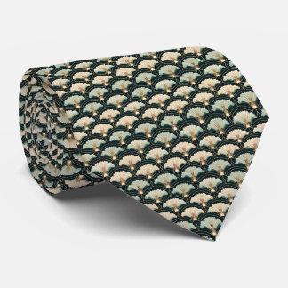Cravate à motif éventail Art Déco crème et sarcell