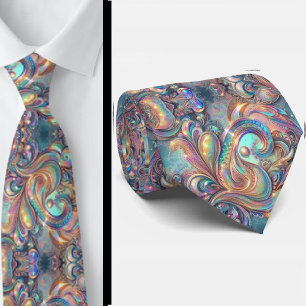 Cravate à motifs Paisley Opale holographique fauss