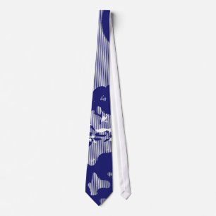 Cravate à motifs rayures Art rétro bleu et blanc 2