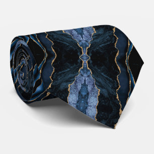 Cravate à paillettes bleu marine or