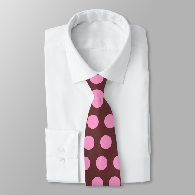 Cravate à points Polka Brown et rose (Attaché)