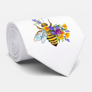 Cravate Abeille à fleurs avec plantes sauvages