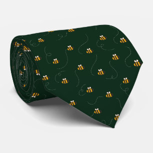 Cravate Abeille jaune vert moderne Motif sans couture