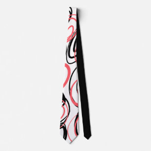 Cravate Abstrait des vents rouges noirs blancs modernes