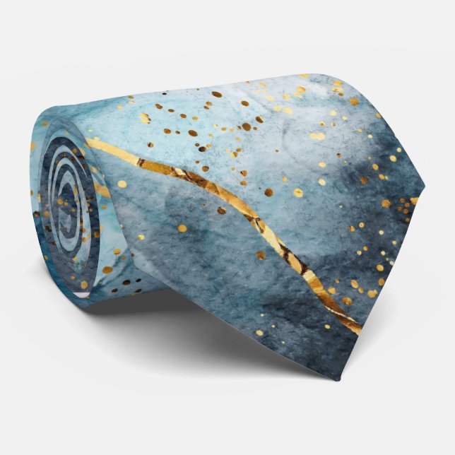 Cravate Abstrait en marbre turquoise (Roulé)