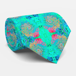 Cravate Abstrait Groovy Rétro Arc-en-Ciel Liquide Tourbill