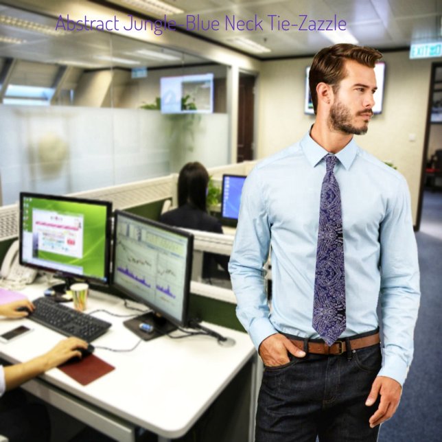 Cravate Abstrait Jungle-Blue (Créateur téléchargé)