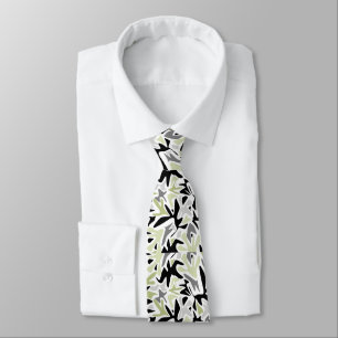Cravate Abstrait, noir et vert, jeunesse, moderne,