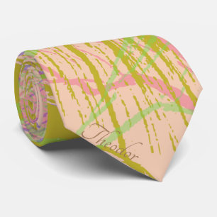 Cravate Abstrait Papillon d'or violet rose Motif