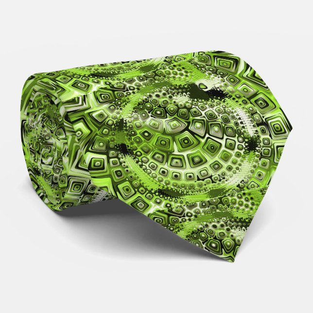 Cravate Abstrait Retro Green Psychedelic (Roulé)
