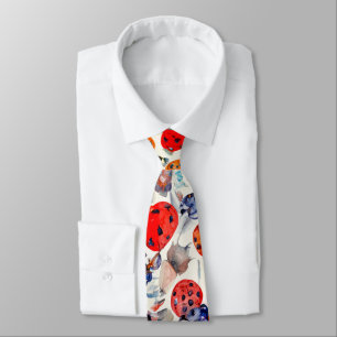 Cravate Abstrait Rouge Ladybugs Vibrant Motif peint
