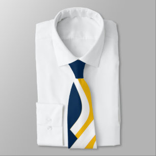 Cravate Abstraite jaune-or bleu et blonde blanche
