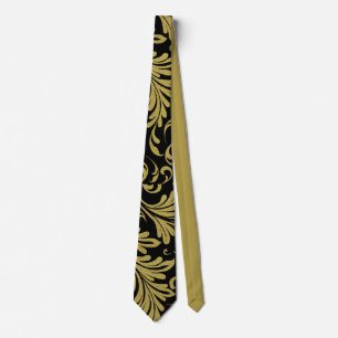Cravate Acanthus Feuille Gold et Black